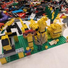 Various leopards built from LEGO