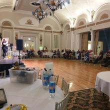 Audience being entertained by Sarah-Jane Judge